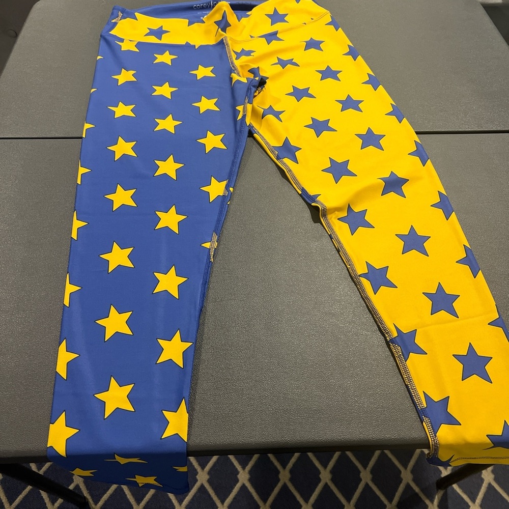 University of Michigan or Berkeley blue and yellow Corey Paige star leggings